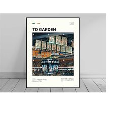 td garden print | boston celtics poster | celtics banners | nba arena poster | digital oil painting | modern art | digit