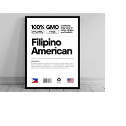 filipino american unity flag poster | mid century modern | american melting pot | rustic charming filipino humor | us pa