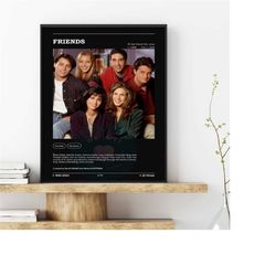 friends poster tv show retro modern film poster home decor midcentury art wall decor friends gifts digital download