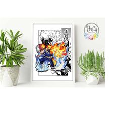 my hero wall art - 2022 anime manga series print - anime gifts, japanese anime decor, studio ghibli art wall, anime love