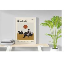 sherlock tv series inspired poster - sherlock movie poster - movie gifts, 90s 80s poster, retro movie art print, minimal