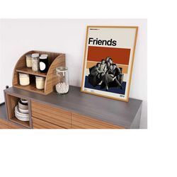 friends tv show inspired poster - midcentury retro film poster - friends space movie wall art, minimalist art, retro mov