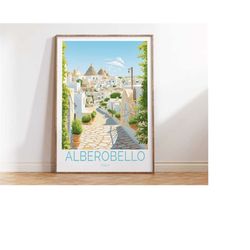 alberobello italy travel poster, southern italy alberobello travel illustrations, traveler wall art, italy travel poster