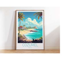 cozumel mexico coastal travel poster, mexico cozumel cancun travel poster, cozumel travel wall art, mexico anniversary t