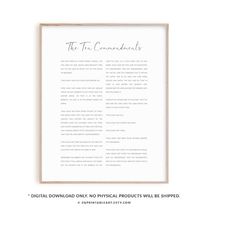 ten commandments exodus 20:1-17 print, bible verse wall art, modern christian poster, large scripture digital print king