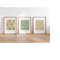 psalm collection, christian wall art set of 3, floral pattern bible verse print, vintage scripture poster, modern religi