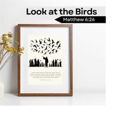 look at the birds | matthew 6:26 |jesus art | bible scripture | christian modern art | bible verse wall art | christian