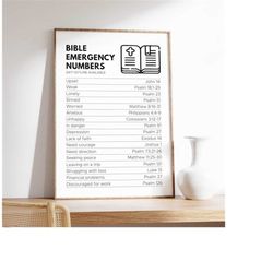 bible emergency numbers poster, bible verse hotlines, christian wall art, friendship gift, affirmations for christians