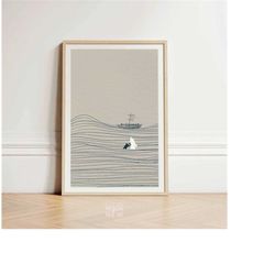 walk on water poster print, jesus and peter christian art, modern bible verse wall art, jesus print, bible sketch, boho