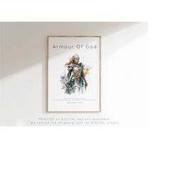 armour of god print, ephesians 6 11 modern scripture poster christian gifts for women, bible verse wall art for teen gir
