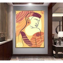 short hair african woman canvas wall art, woman