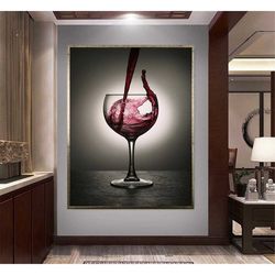 wine glass canvas wall art, wine canvas print