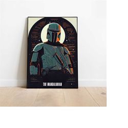 mando poster - the mandalorian, vintage star wars poster, mandalorian poster, star wars print,retro movie print, comic b