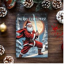 star wars christmas card  star wars gift  jedi christmas card  baby yoda  funny christmas card  christmas cards  santa c