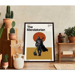 the mandalorian movie poster, vintage poster, minimalist art,