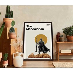 the mandalorian movie poster, vintage poster, minimalist art,