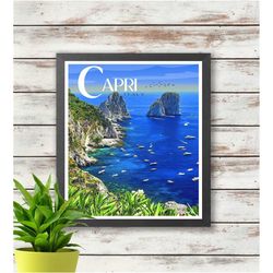 capri - italy travel poster - poster print