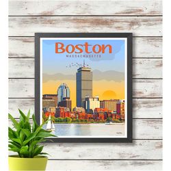 Boston - Massachusetts Travel Poster - Printed Poster