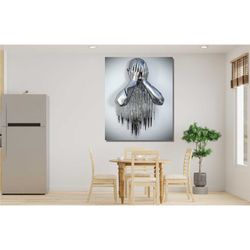 silver 3d print wall poster, reunion of lovers