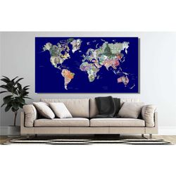 Types of Money World Map Print Canvas All