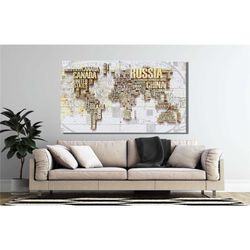 The Art of Writing World Map Print Canvas