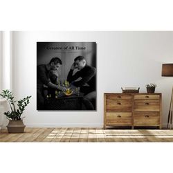 messi and ronaldo playing chess poster, canvas messi