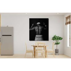 tupac shakur poster wall art, rapper canvas print,