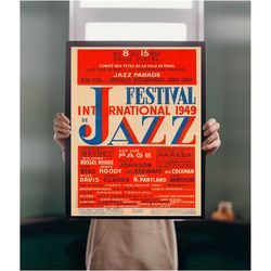 jazz festival paris 1949 poster print a5-a1 concert