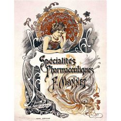 specialites pharmaceutiques f. mannet poster print a5 a2