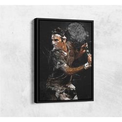 roger federer painting tennis player hand made poster