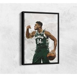 giannis antetokounmpo poster, milwaukee bucks, artwork, canvas print,