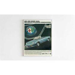 alfa romeo spider advertising poster, 80s style print,