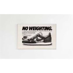 nike "no weighting." advertising poster, 70s / 80s