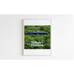 jaguar "nobody's pussycat" advertising poster, 80s style luxury