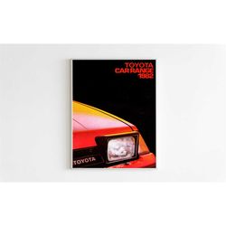 toyota car range 1982 advertising poster, 80s style