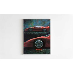 ferrari pirelli advertising poster, sport car 80s style
