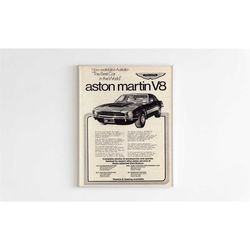 aston martin v8 advertising poster, 70s style print,