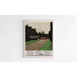 lotus advertising poster, sport car 80s style print,