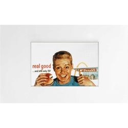 mcdonald's advertising poster, 70s "real good" style print,