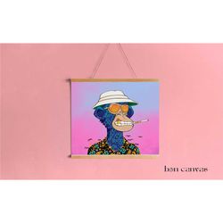 smoking monkey poster, golden-toothed monkey canvas print, funny