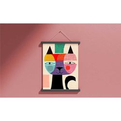 colorful cat canvas, cat poster, cat art, gift