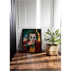joker colored poster, joker portraid, joker home decor,