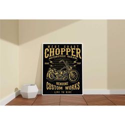 custom motorcycle chopper poster / vintage motorcycle art