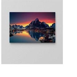 Mountain Landscape Painting / Sunset Mountain Landscape Wall Art / ceberg Poster / Rustic Wall Art / Nursery Decor / Ori