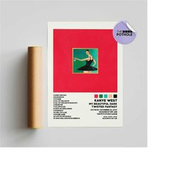 Kanye West Poster / My Beautiful Dark Twisted Fantasy / Album Cover Poster Poster Print Wall Art, Custom Poster, Home De