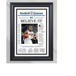 2014 Connecticut Huskies Ncaa College Basketball Champions 'believe It!' Framed Front Page Newspaper