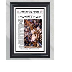 2004 Connecticut Huskies Ncaa College Basketball Champions '1 Crown, 1 To Go' Framed Front Page Newspaper