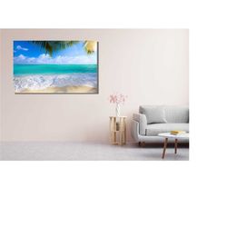 Sun Oceon Beach Palm Poster Print Art,Landscape Canvas Wall Art,Landscape Wall Decor,Maldives Landscape Wall Art Print,H