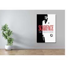 Scarface Poster Al Pacino Movie Poster,Movies Poster PrintBlack and White Canvas Wall Art,Home Decor Poster Art,Scarface