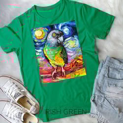 starry night bird tropical art unisex t-shirt - senegal parrot: aja s vibrant wildlife design